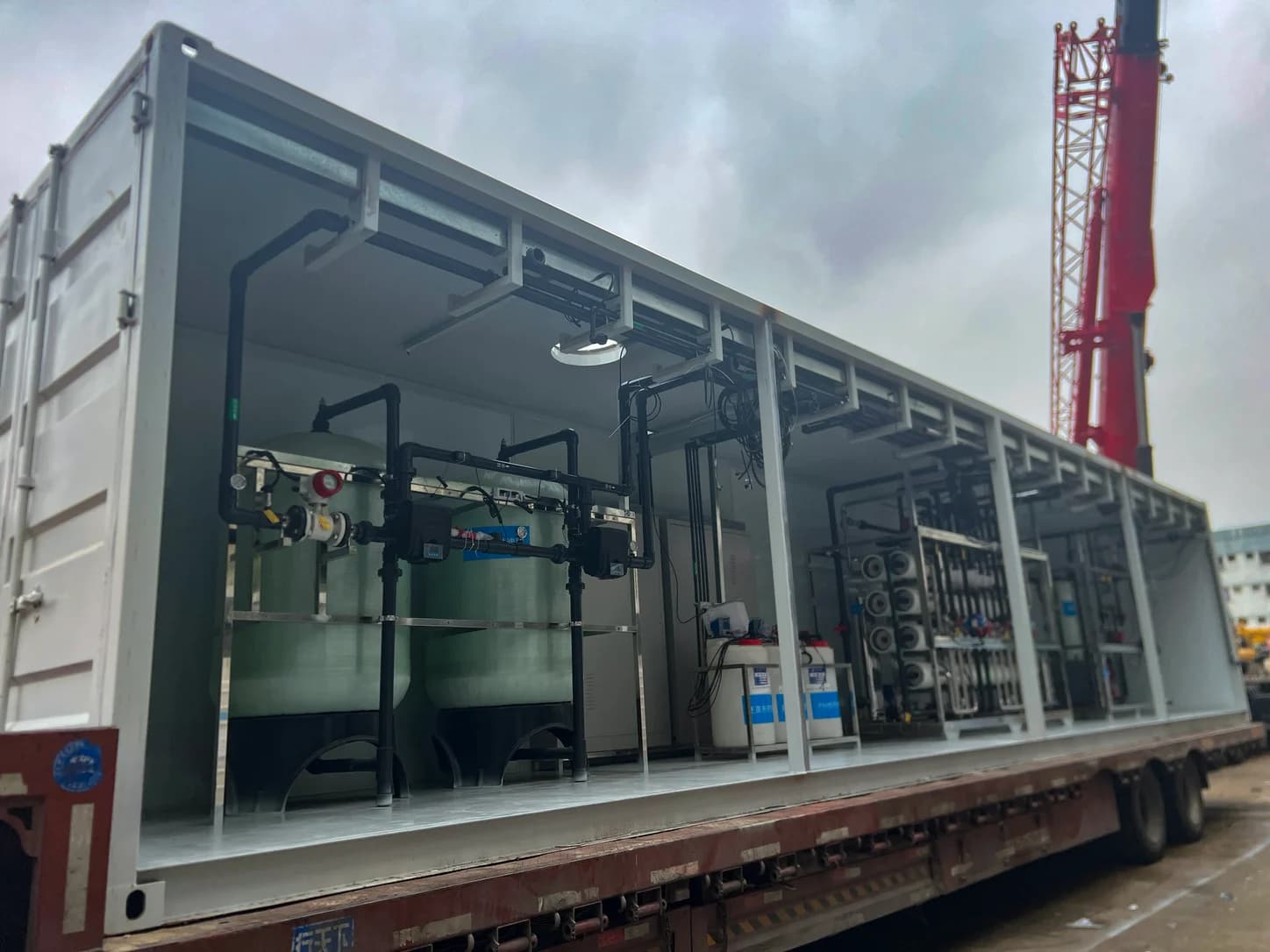 Final inspection of packaged industrial water treatment equipment