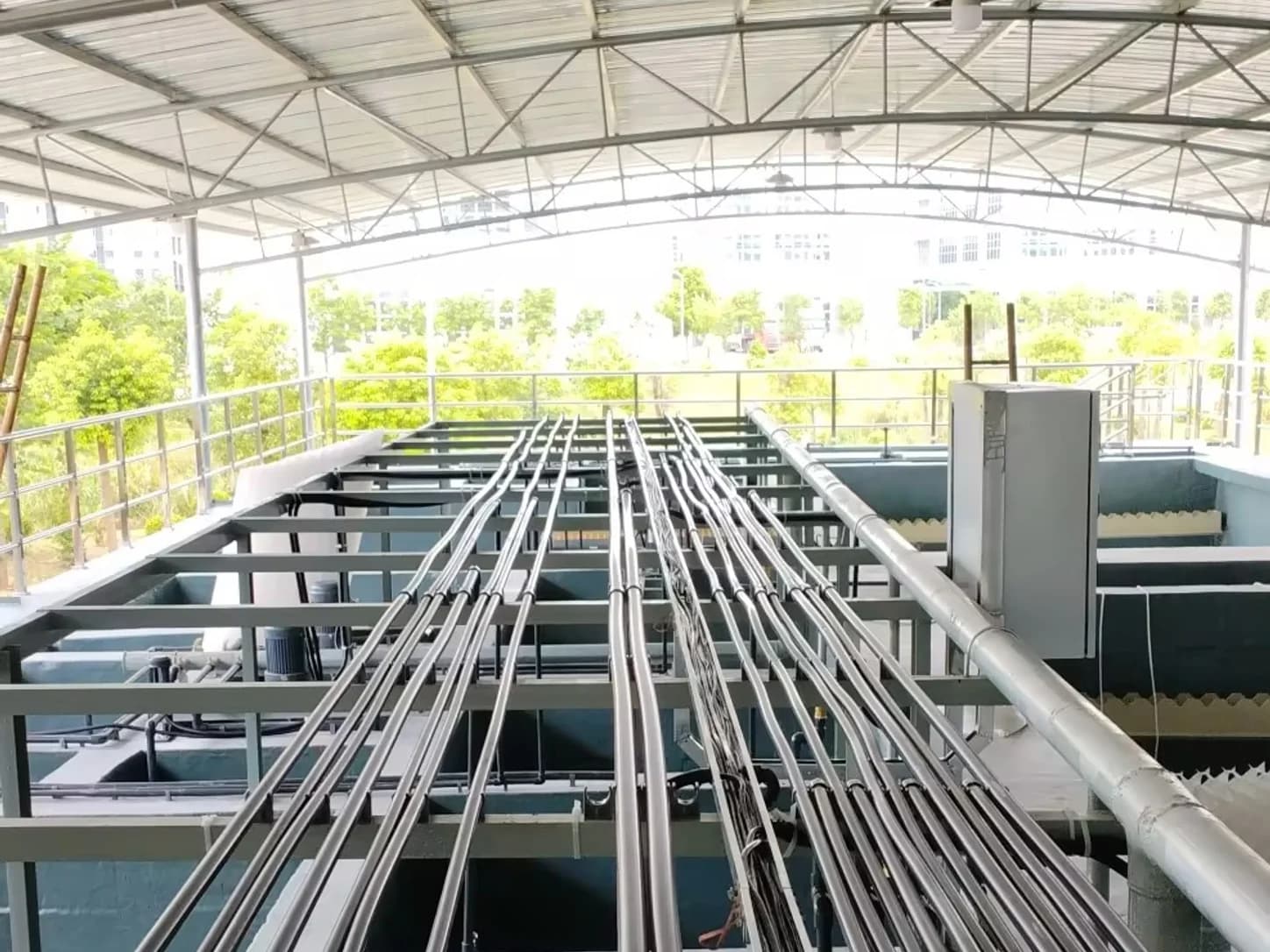 Treatment basins and process piping at a PCB wastewater project
