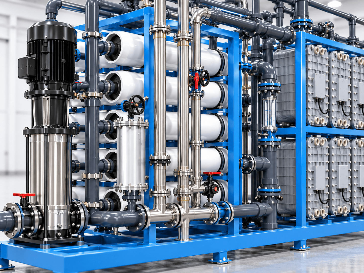 RO and EDI system pump, piping and EDI module detail