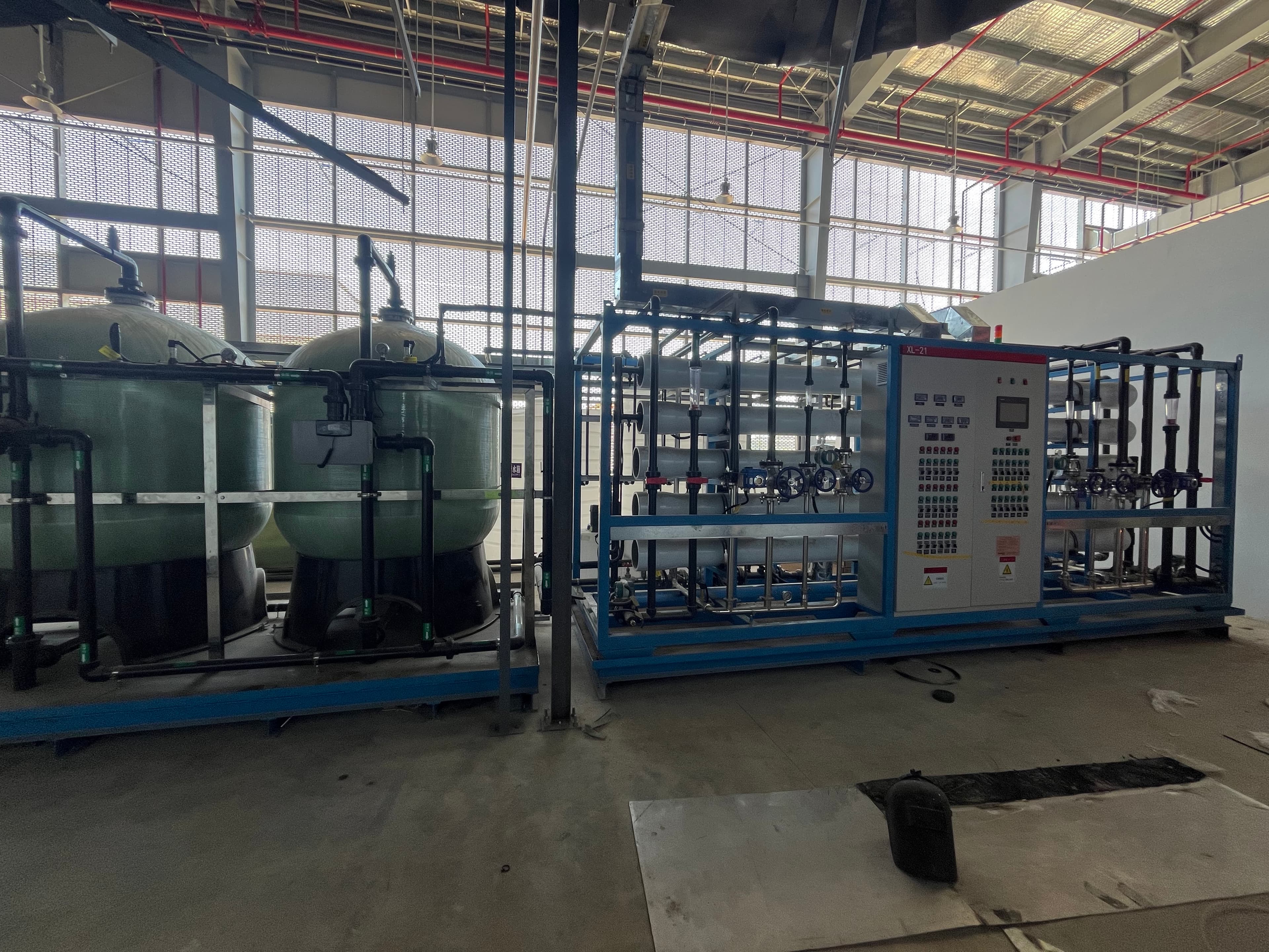 Industrial RO and pure water equipment installed for a battery project