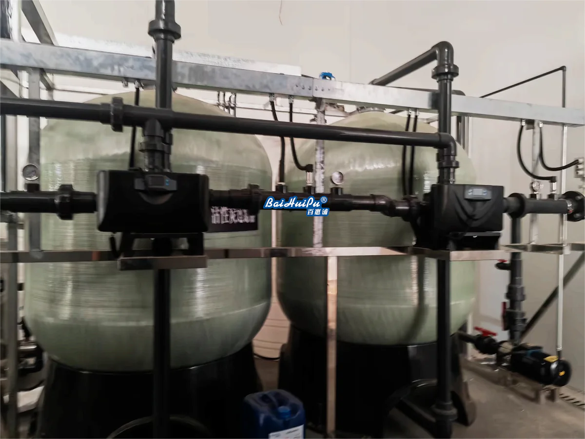 Media filtration vessels on a lithium battery pure-water system