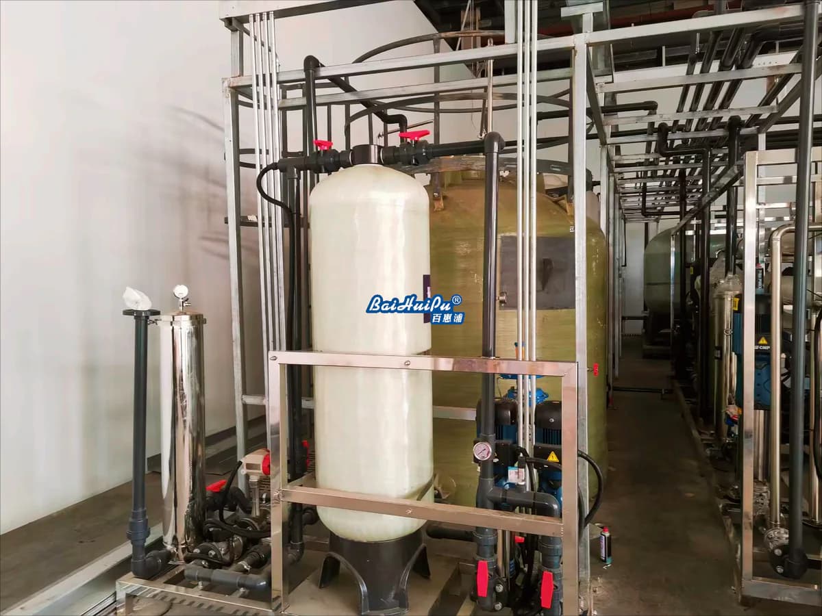 Treatment vessels and piping on a lithium battery pure-water system