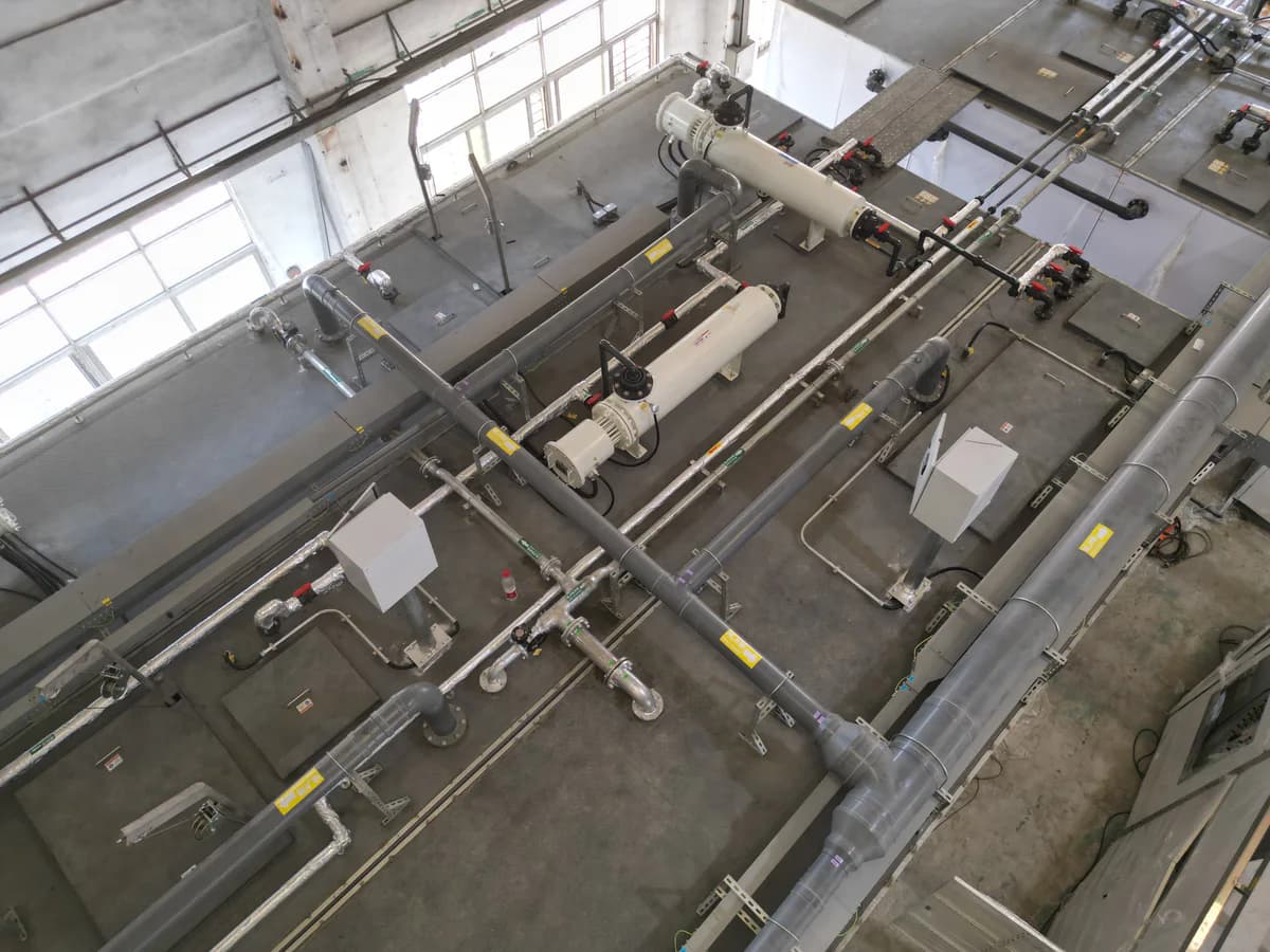 Wastewater treatment piping under assembly for a North American battery project
