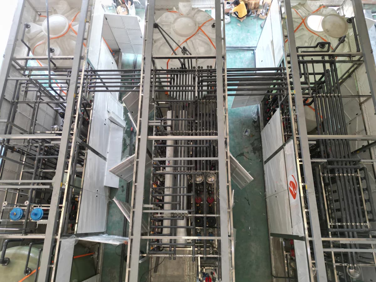 Industrial pure-water system assembly and tanks for a North American project