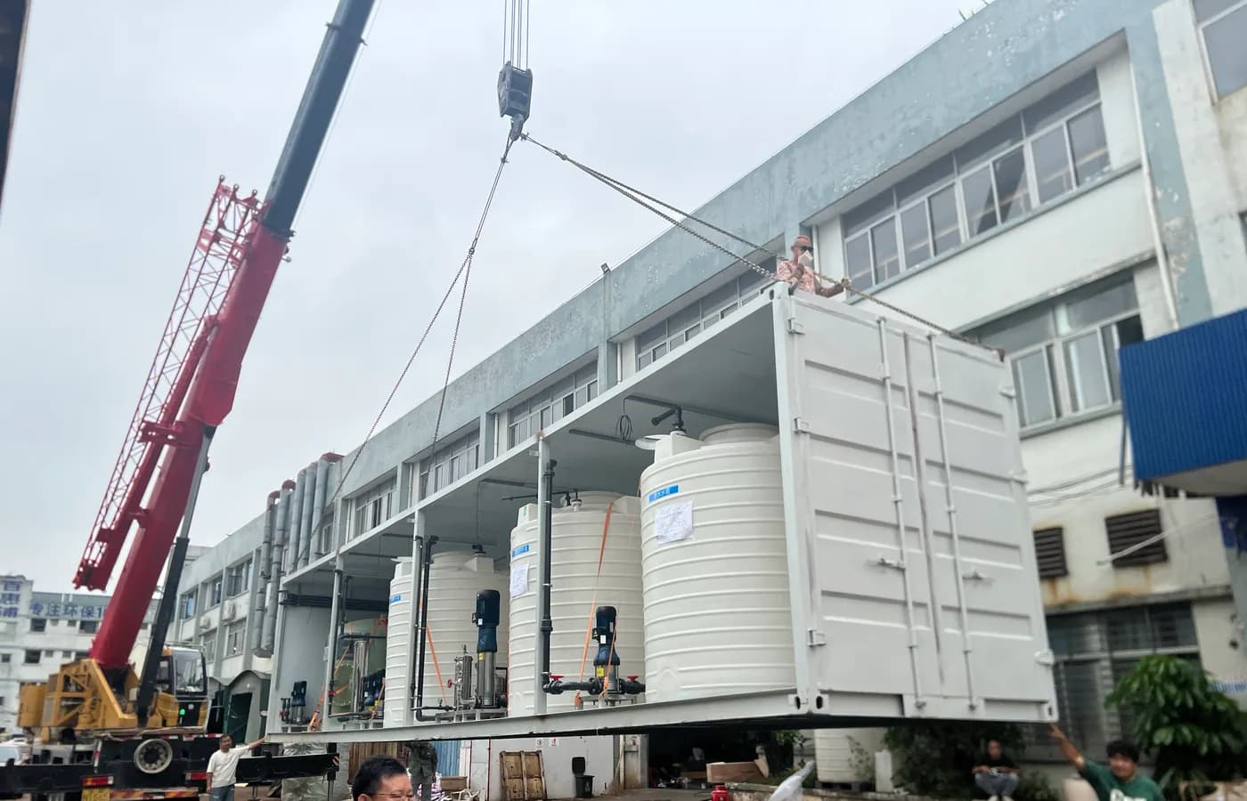 Containerized high-purity water treatment equipment prepared for delivery